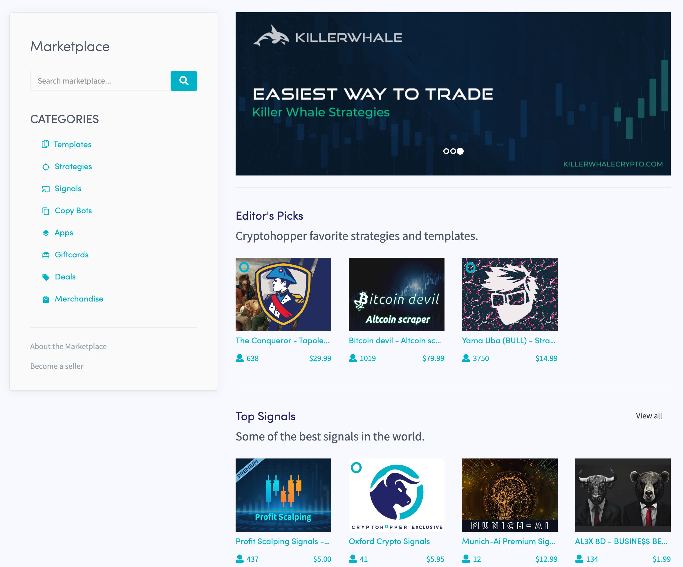 Cryptohopper Marketplace